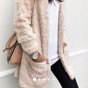 Free People Faux Fur Cardigan Sweater